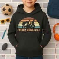 Father Mows Best Lawn Care Dad Mowing Gardener Kids Hoodie thumb 2