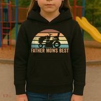 Father Mows Best Lawn Care Dad Mowing Gardener Kids Hoodie thumb 3