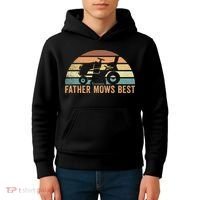 Father Mows Best Lawn Care Dad Mowing Gardener Kids Hoodie thumb 4