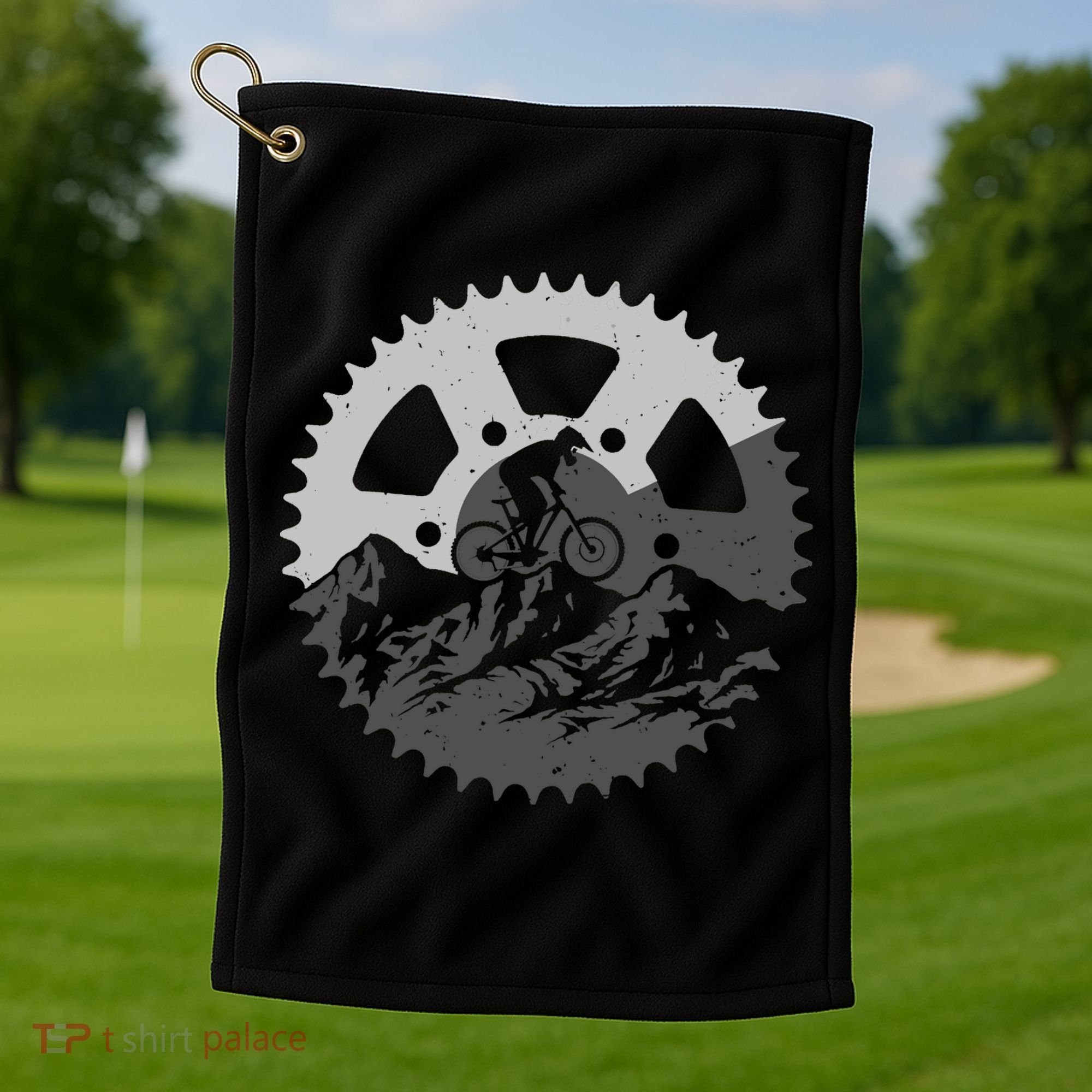 Funny Mountain Biking Art For MTB Mountain Biker Golf Towel