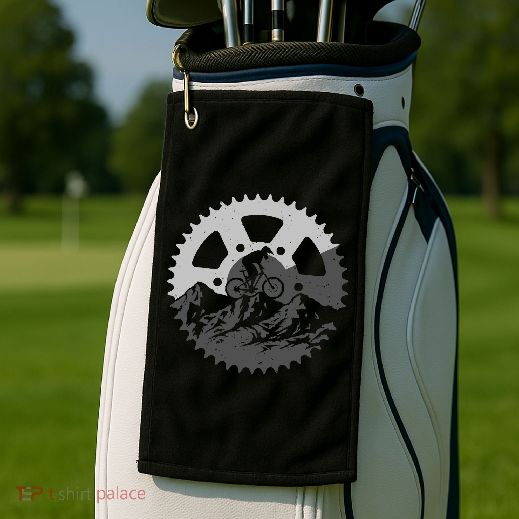 Funny Mountain Biking Art For MTB Mountain Biker Golf Towel