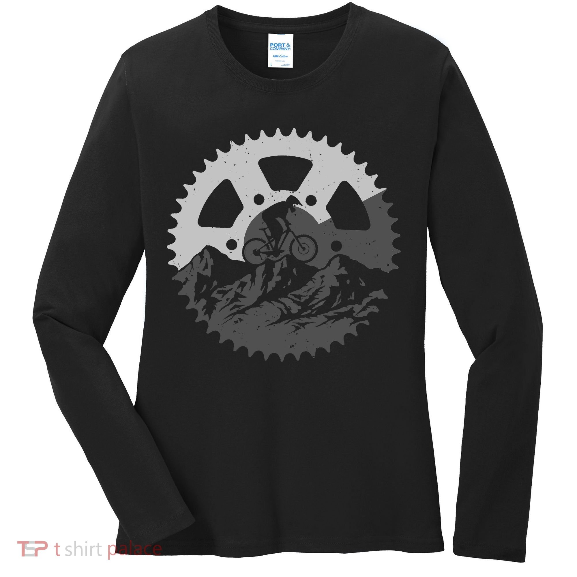 Funny Mountain Biking Art For MTB Mountain Biker Women's Long Sleeve Shirt