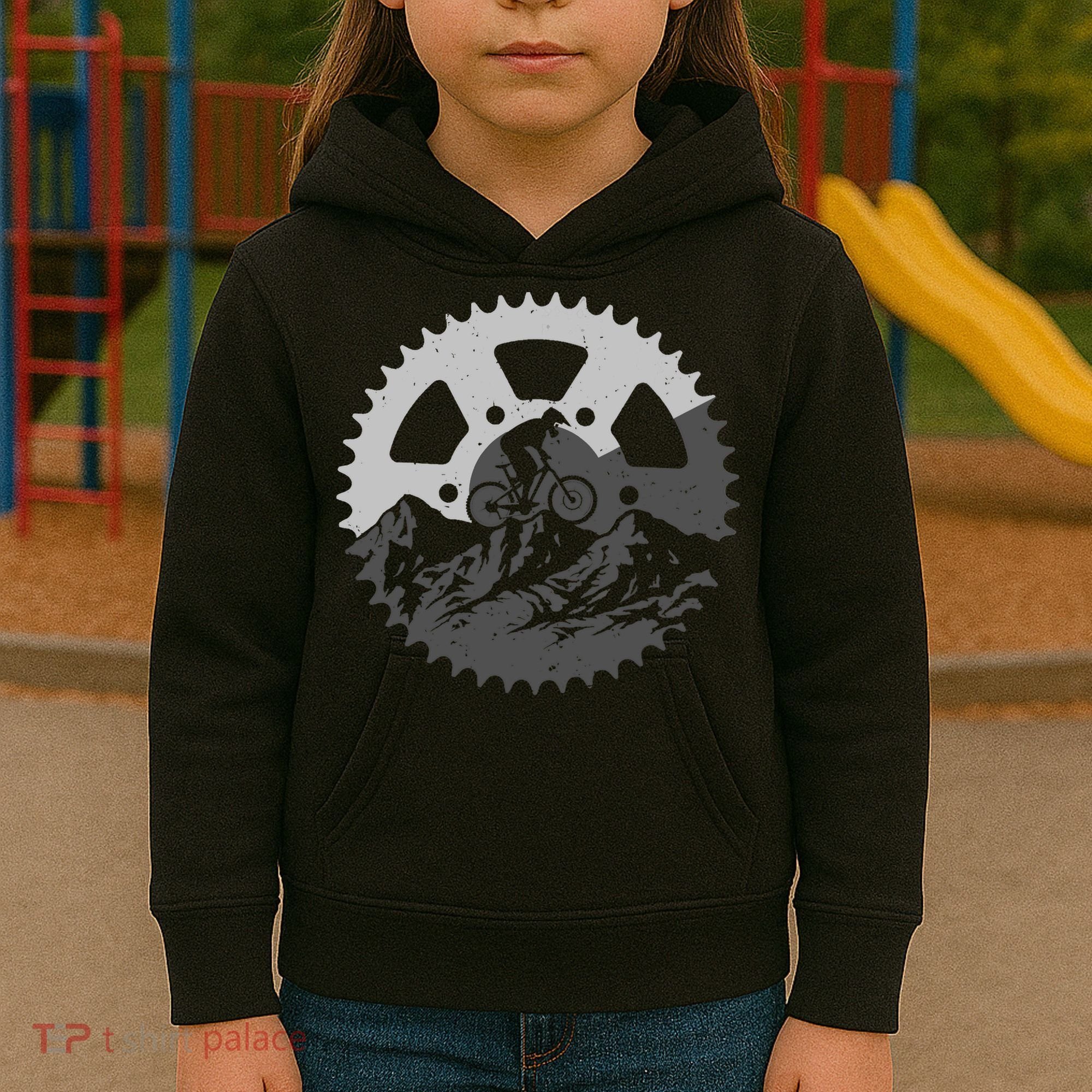 Funny Mountain Biking Art For MTB Mountain Biker Kids Hoodie