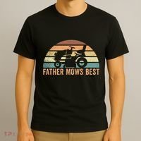 Father Mows Best Lawn Care Dad Mowing Gardener T-Shirt thumb 3