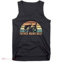 Father Mows Best Lawn Care Dad Mowing Gardener Tank Top thumb 0
