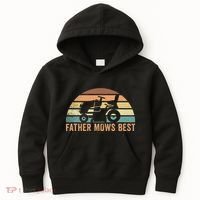 Father Mows Best Lawn Care Dad Mowing Gardener Kids Hoodie thumb 0
