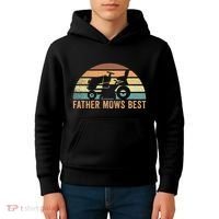 Father Mows Best Lawn Care Dad Mowing Gardener Kids Hoodie thumb 4