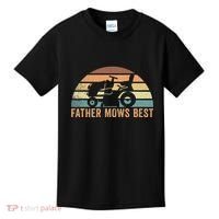 Father Mows Best Lawn Care Dad Mowing Gardener Kids T-Shirt thumb 0
