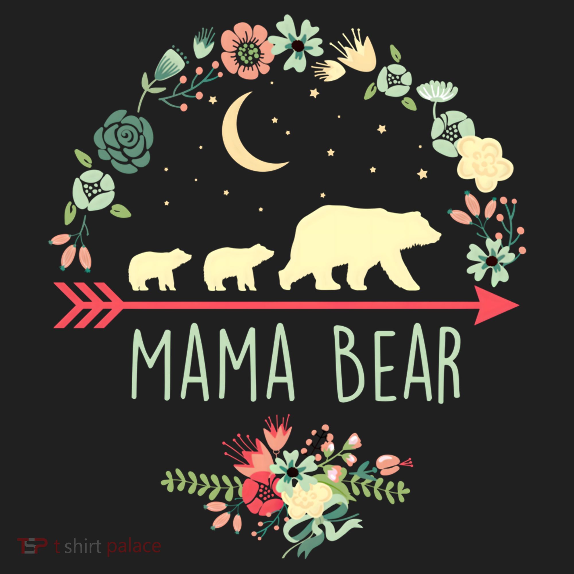 Floral Mama Bear With 2 Cubs Gift Women's Sweatshirt