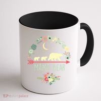Floral Mama Bear With 2 Cubs Gift Coffee Mug thumb 1