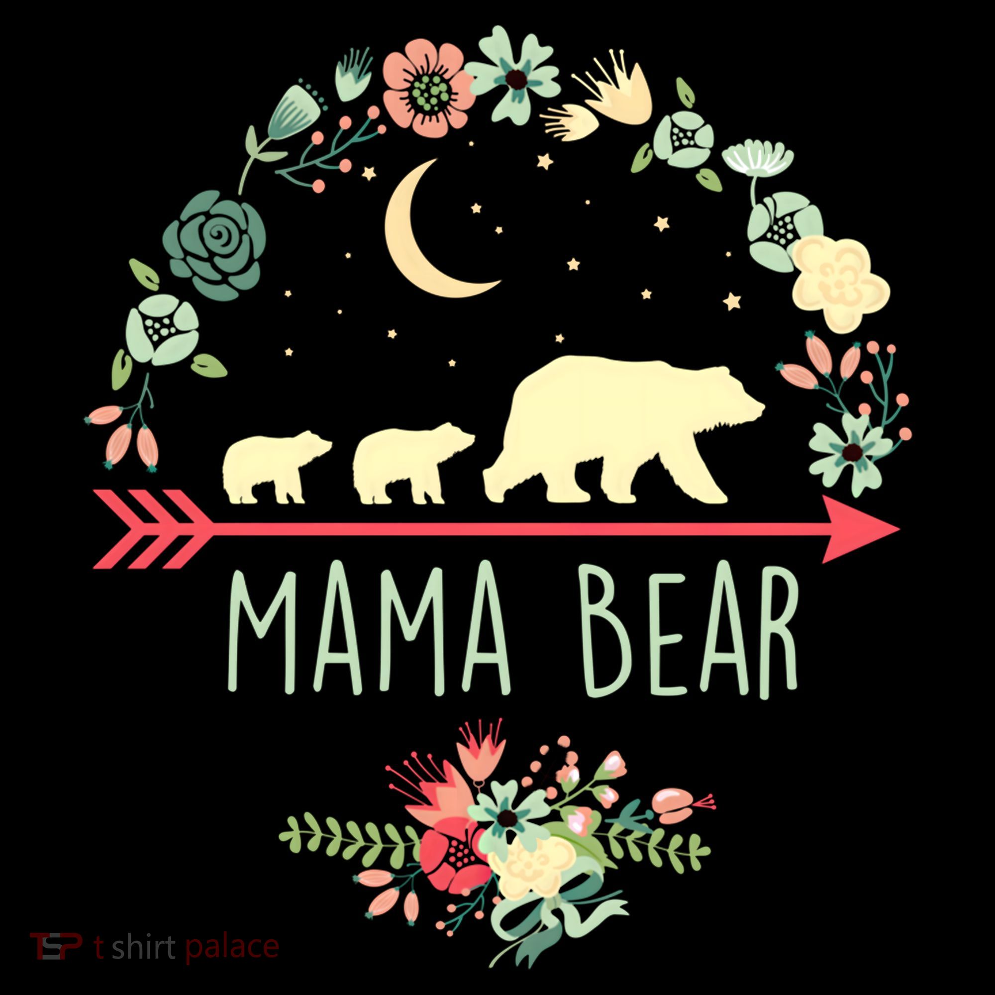 Floral Mama Bear With 2 Cubs Gift Coffee Mug