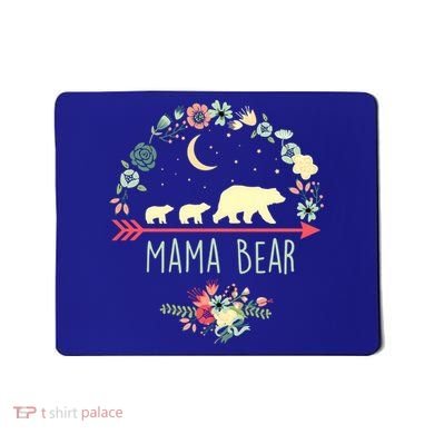 Floral Mama Bear With 2 Cubs Gift Mousepad