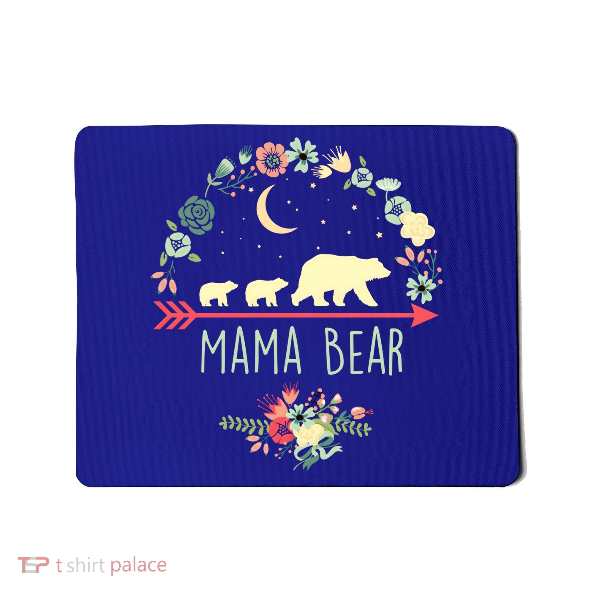 Floral Mama Bear With 2 Cubs Gift Mousepad