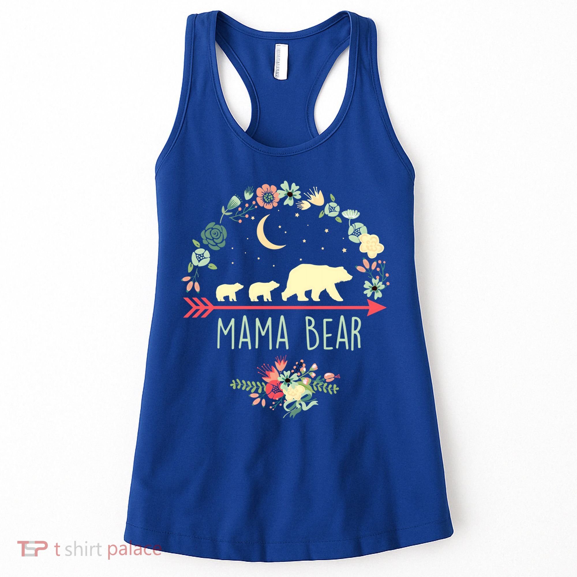 Floral Mama Bear With 2 Cubs Gift Women's Tank Top