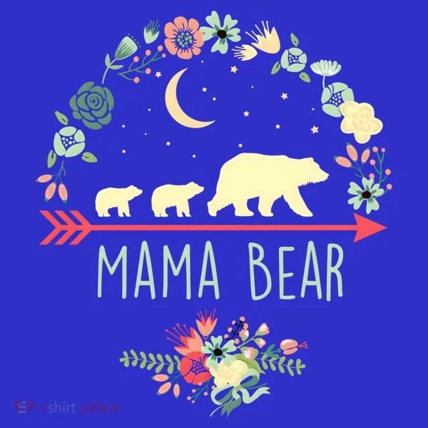 Floral Mama Bear With 2 Cubs Gift Toddler Hoodie