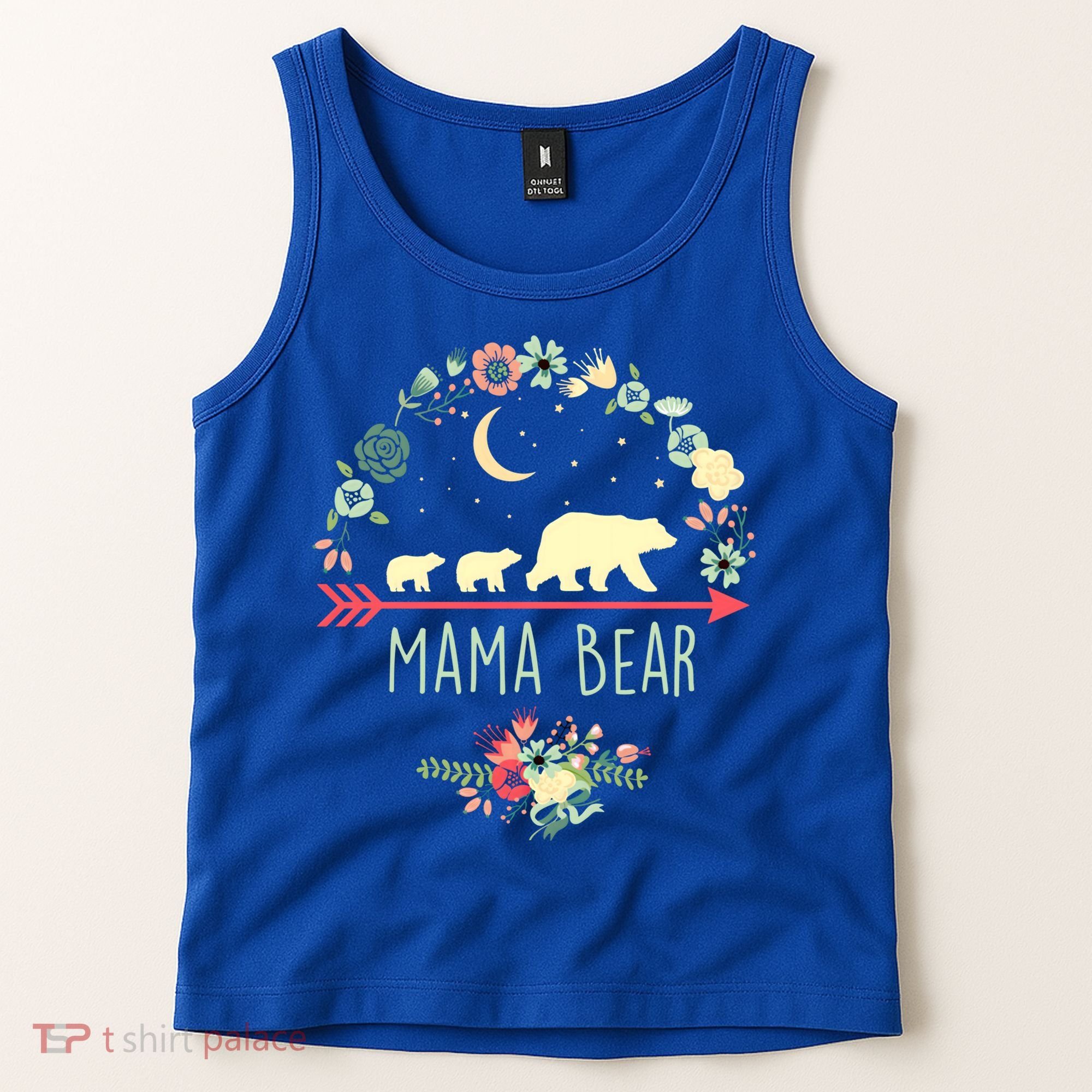 Floral Mama Bear With 2 Cubs Gift Tank Top