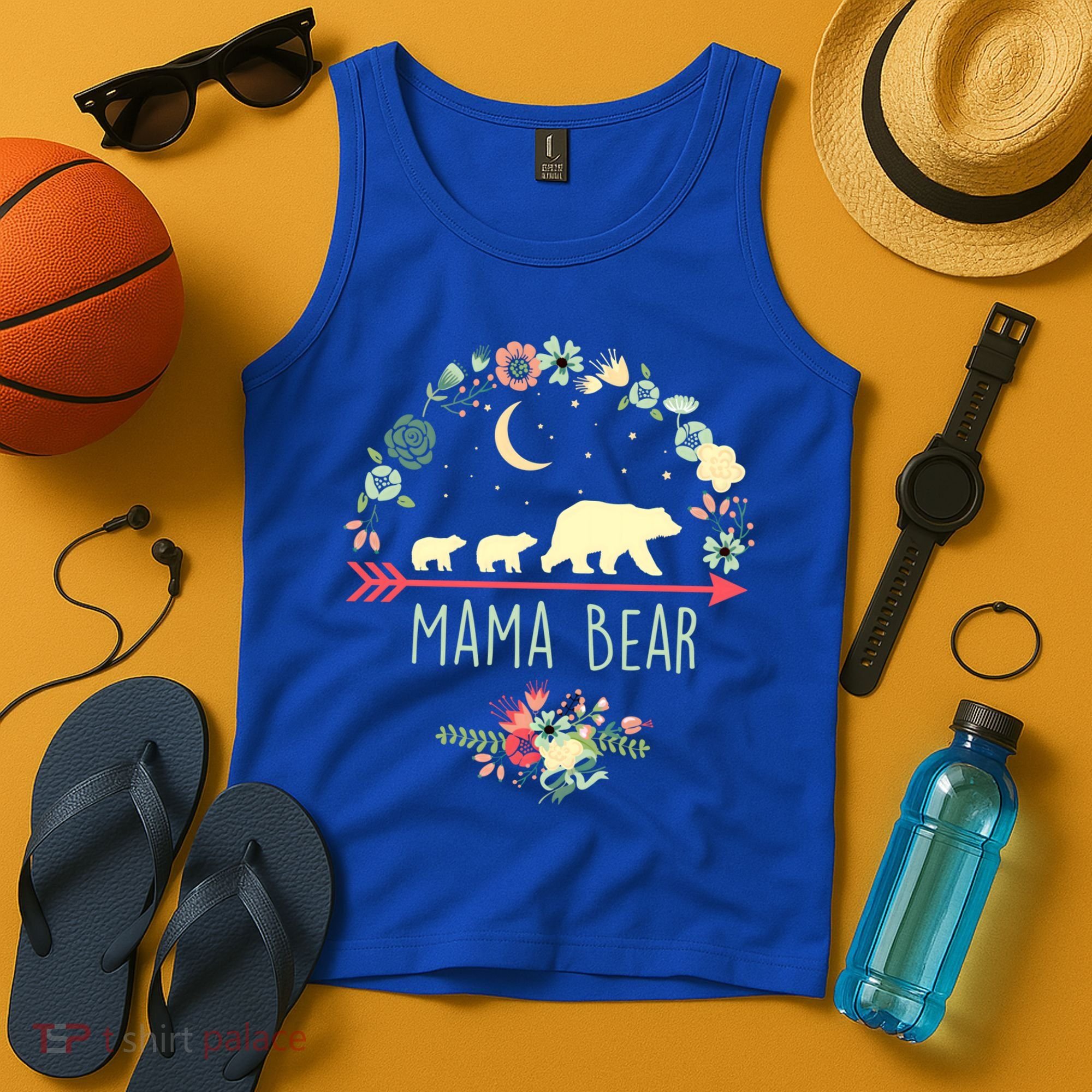 Floral Mama Bear With 2 Cubs Gift Tank Top