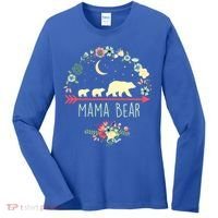 Floral Mama Bear With 2 Cubs Gift Women's Long Sleeve Shirt thumb 0