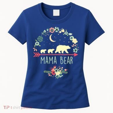 Floral Mama Bear With 2 Cubs Gift Women's T-Shirt