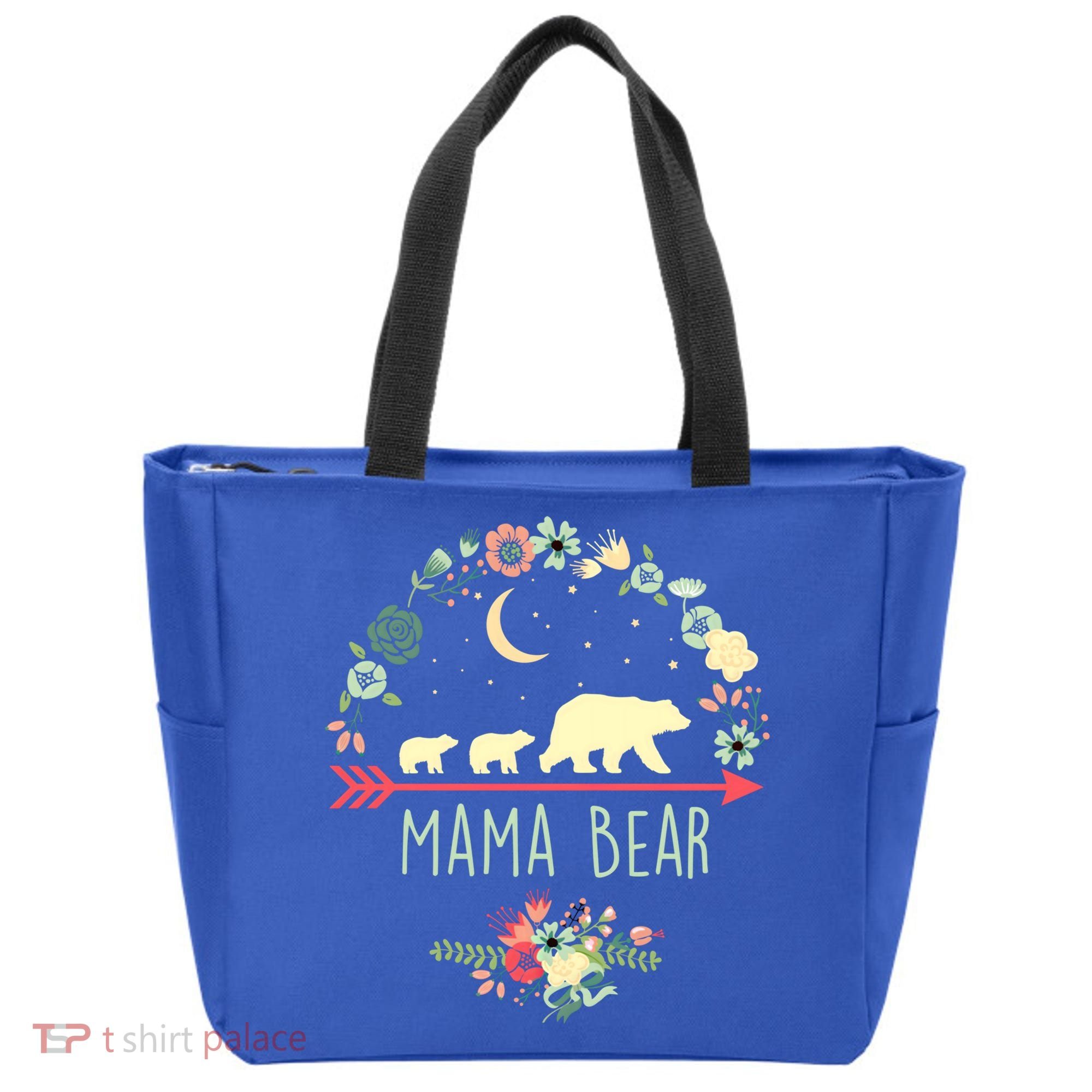 Floral Mama Bear With 2 Cubs Gift Tote Bag