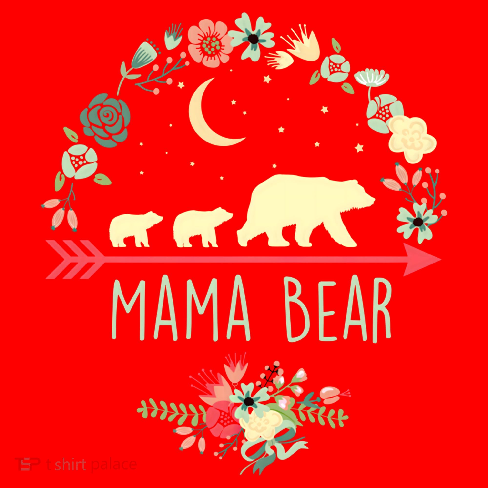 Floral Mama Bear With 2 Cubs Gift Santa Hat