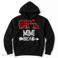 Funny Mimi Bear Red Buffalo Plaid Grandma Bear Christmas Pajama Hoodie thumb 0