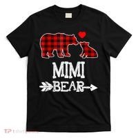 Funny Mimi Bear Red Buffalo Plaid Grandma Bear Christmas Pajama T-Shirt thumb 0