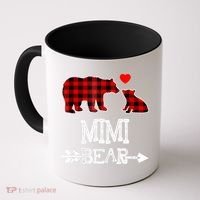 Funny Mimi Bear Red Buffalo Plaid Grandma Bear Christmas Pajama Coffee Mug thumb 0