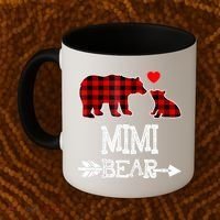 Funny Mimi Bear Red Buffalo Plaid Grandma Bear Christmas Pajama Coffee Mug thumb 2
