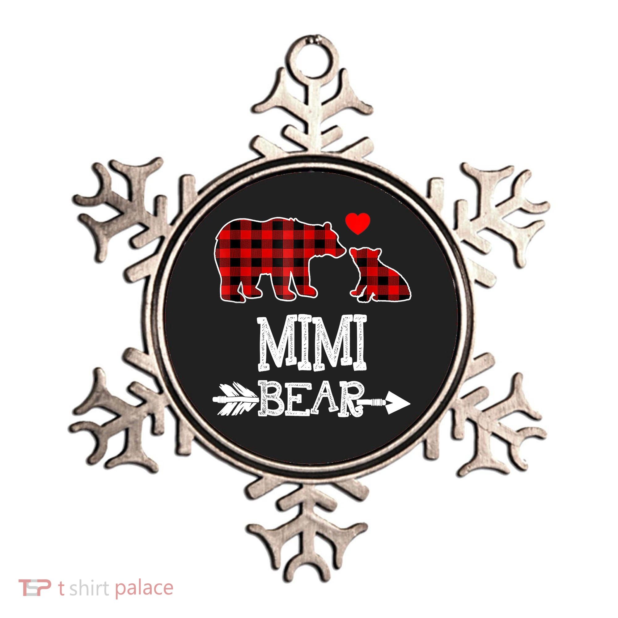 Funny Mimi Bear Red Buffalo Plaid Grandma Bear Christmas Pajama Ornament