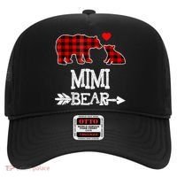 Funny Mimi Bear Red Buffalo Plaid Grandma Bear Christmas Pajama Hat thumb 0