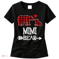 Funny Mimi Bear Red Buffalo Plaid Grandma Bear Christmas Pajama Women's T-Shirt thumb 0