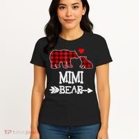 Funny Mimi Bear Red Buffalo Plaid Grandma Bear Christmas Pajama Women's T-Shirt thumb 4
