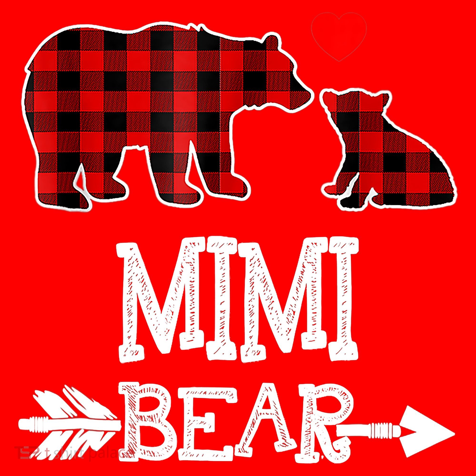 Funny Mimi Bear Red Buffalo Plaid Grandma Bear Christmas Pajama Santa Hat