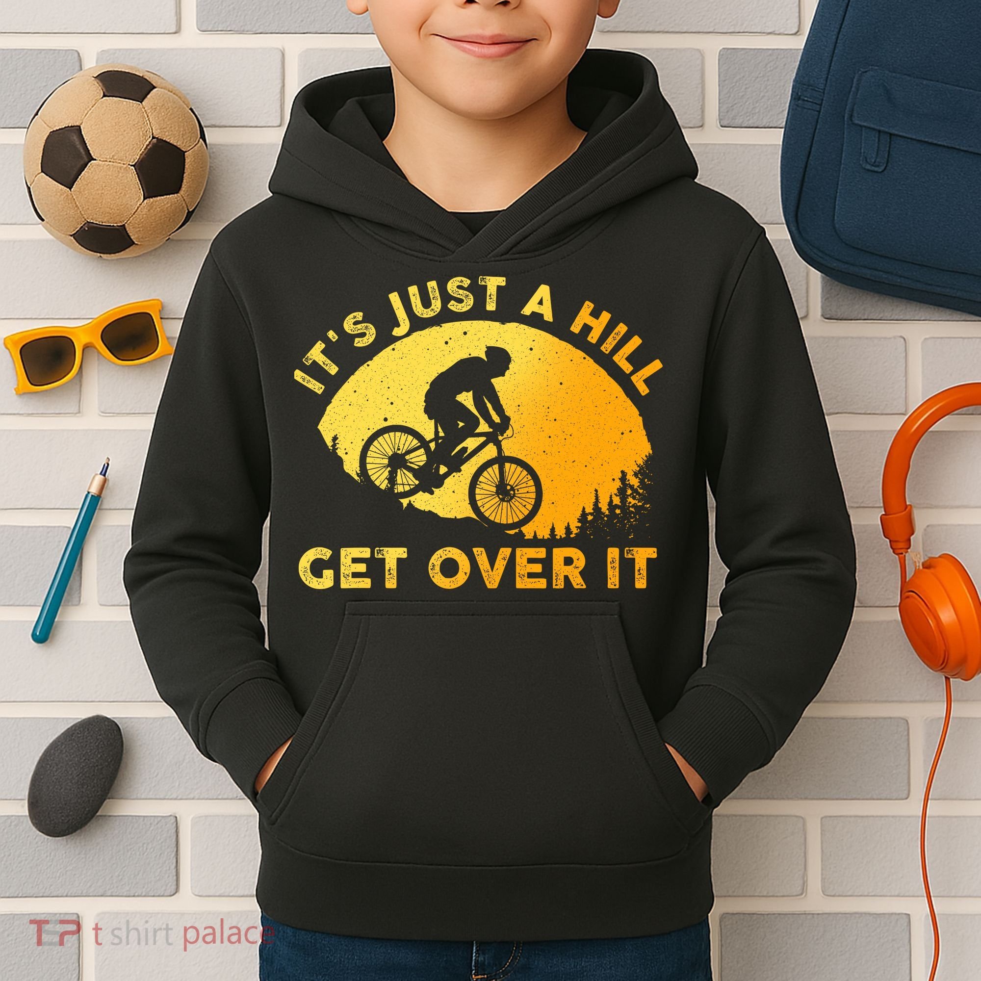 Funny Mountain Biking Trail Mountain Bike Kids Hoodie