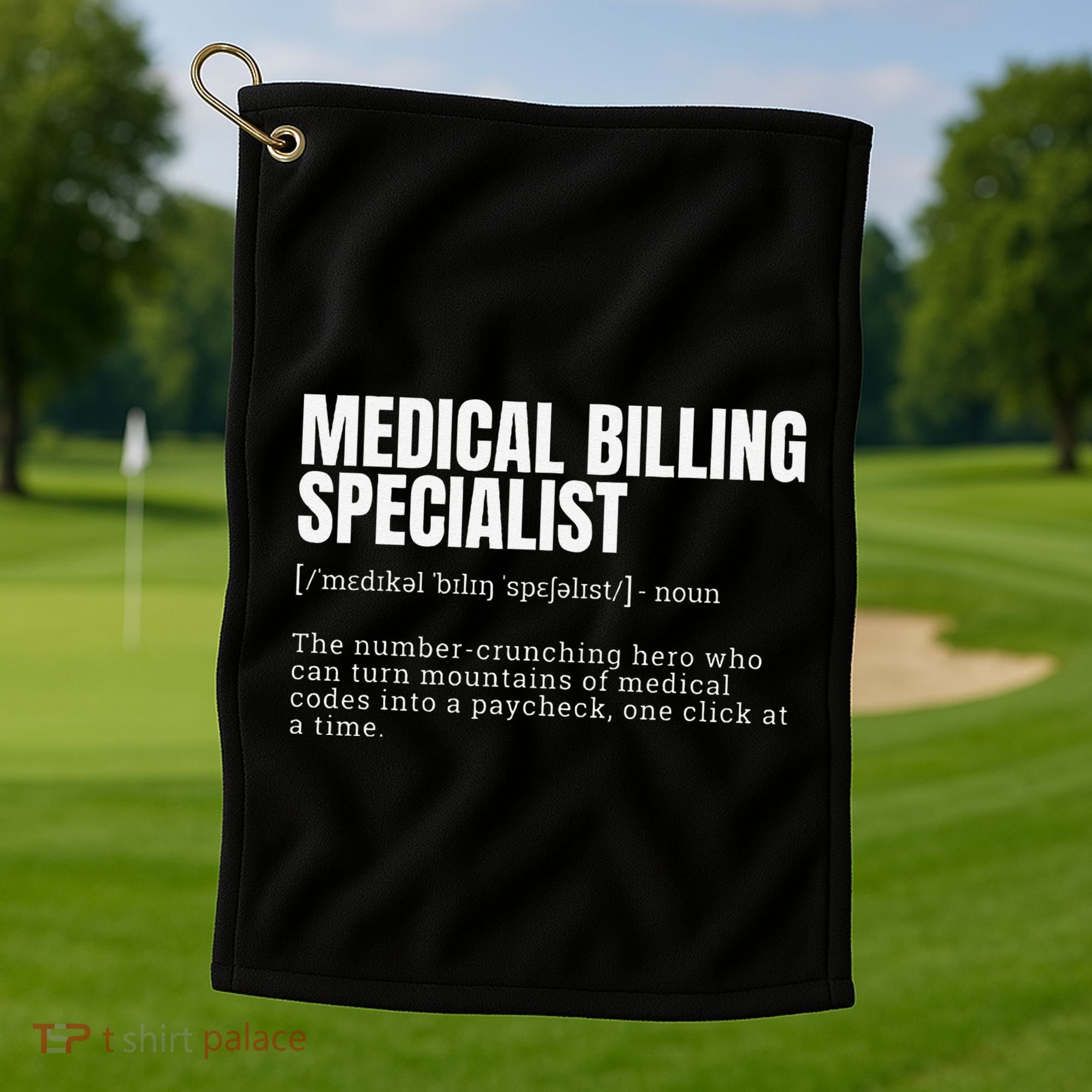 Funny Medical Billing Specialist Definition Golf Towel