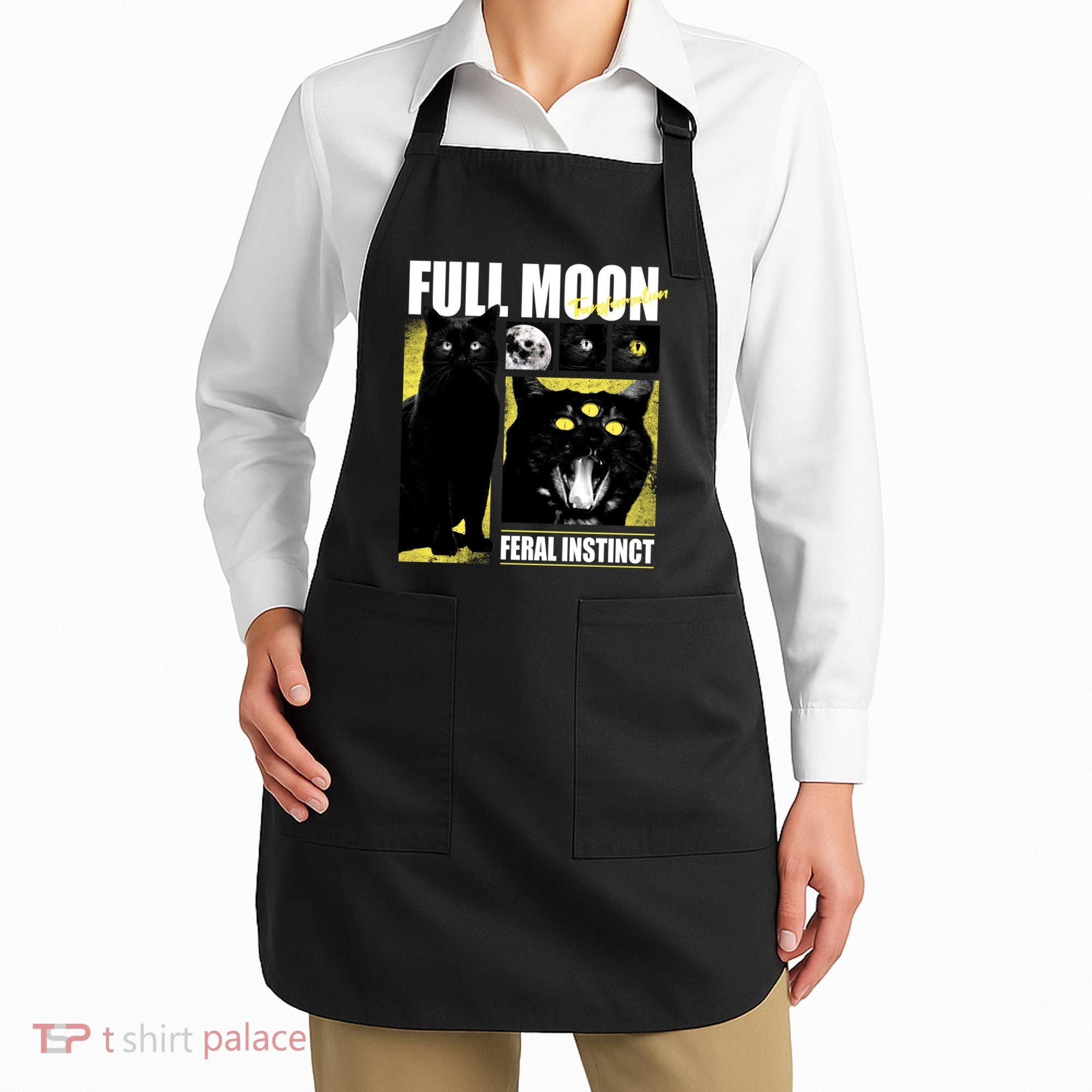 Full Moon Black Cat Transformation Apron