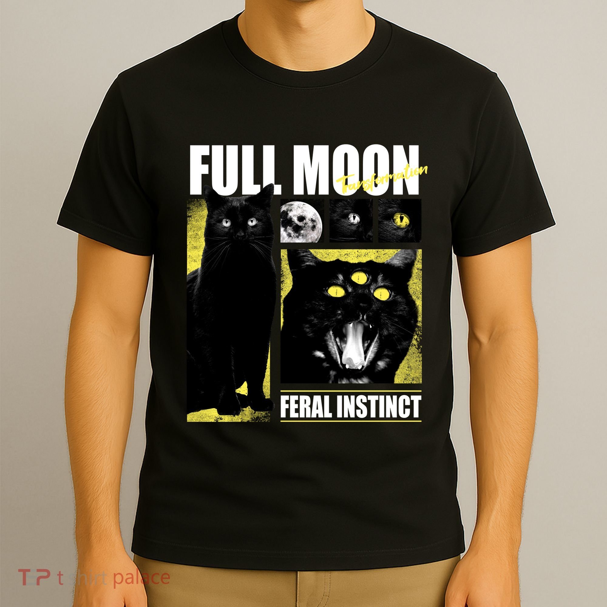 Full Moon Black Cat Transformation T-Shirt