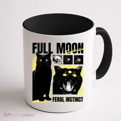 Full Moon Black Cat Transformation Coffee Mug back