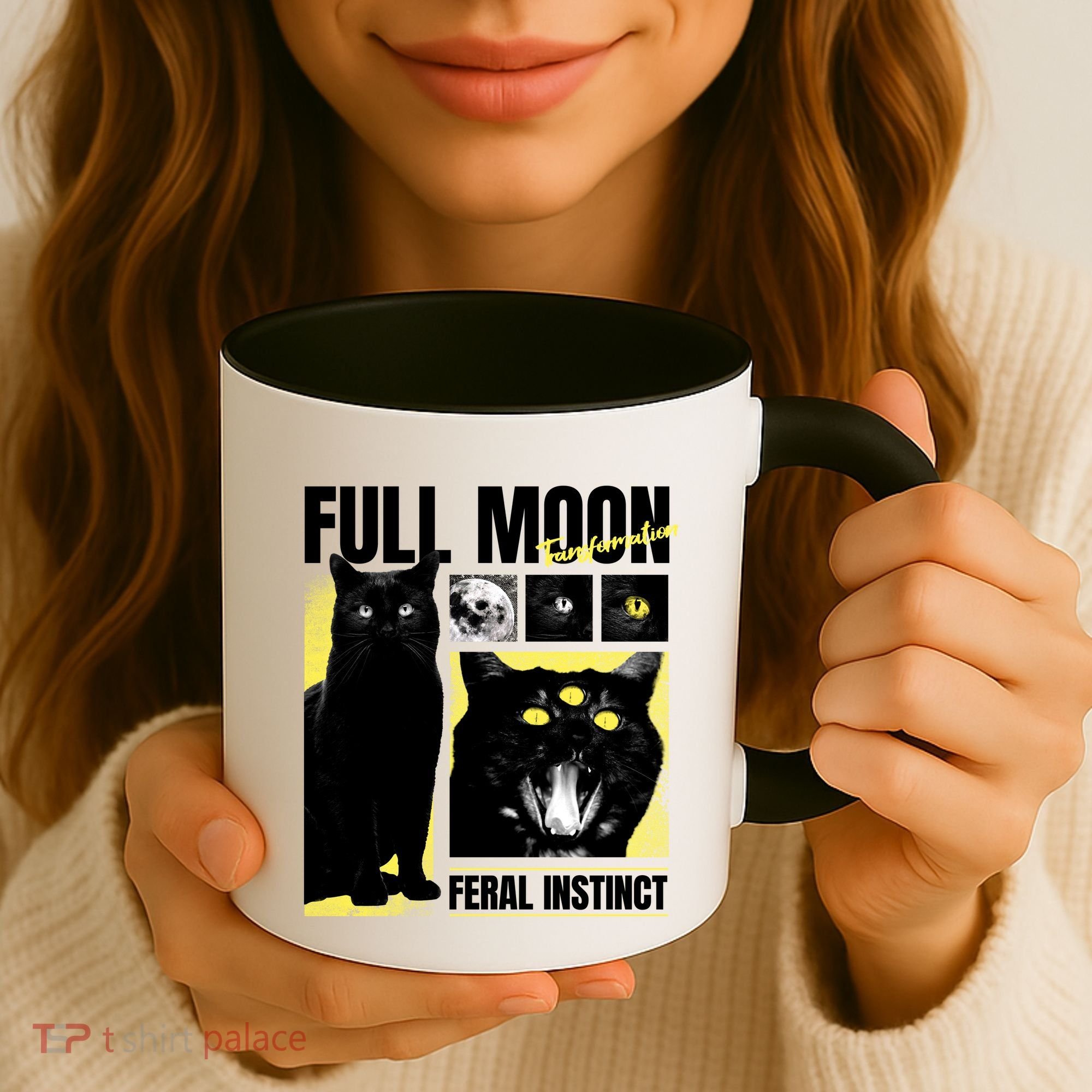 Full Moon Black Cat Transformation Coffee Mug