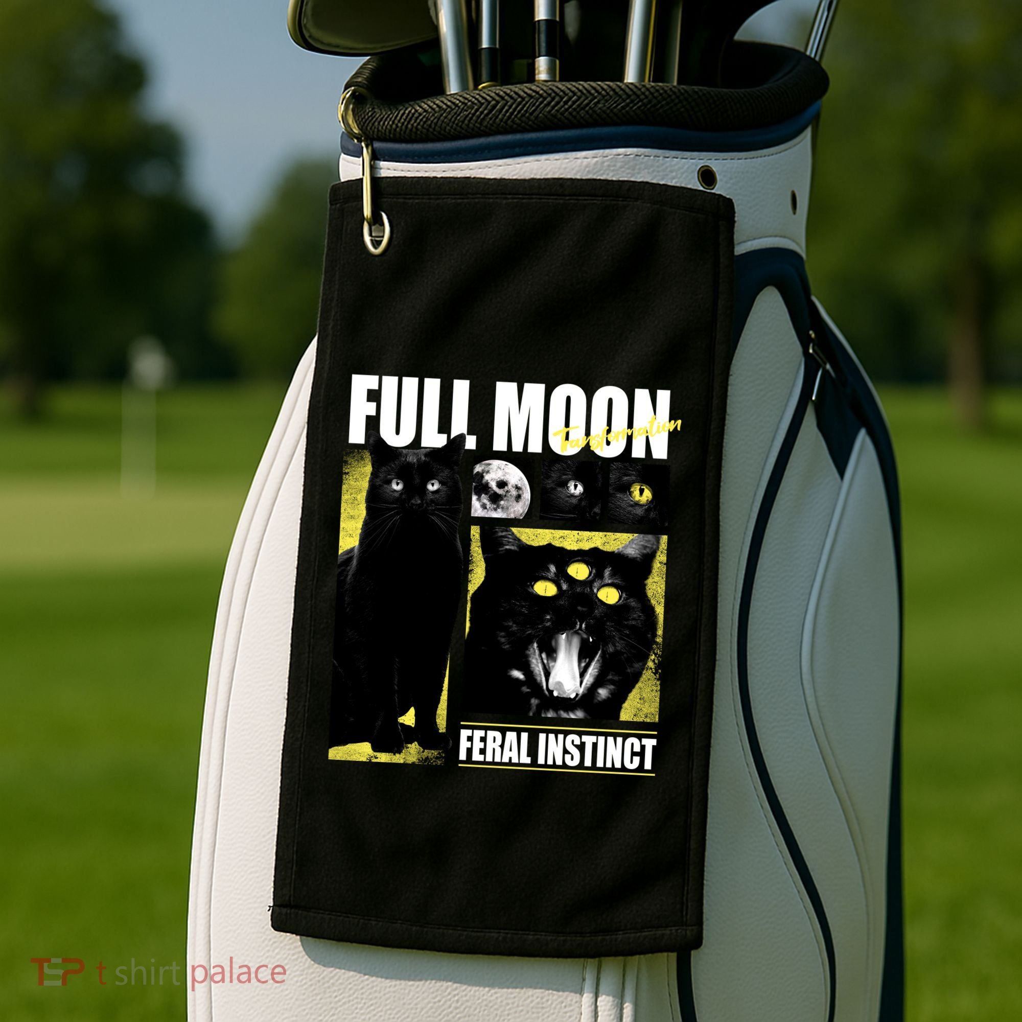 Full Moon Black Cat Transformation Golf Towel