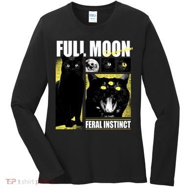 Full Moon Black Cat Transformation Women's Long Sleeve Shirt