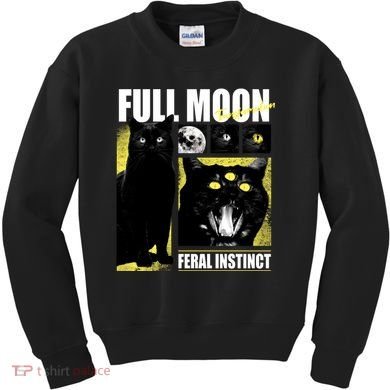 Full Moon Black Cat Transformation Kids Sweatshirt