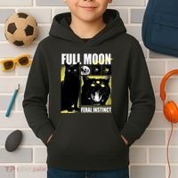 Full Moon Black Cat Transformation Kids Hoodie thumb 2