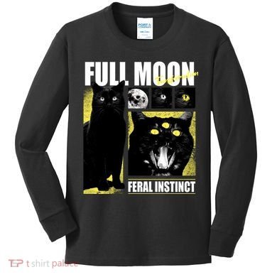 Full Moon Black Cat Transformation Kids Long Sleeve Shirt