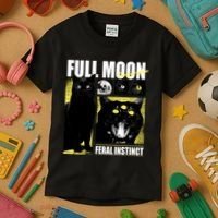 Full Moon Black Cat Transformation Kids T-Shirt thumb 3