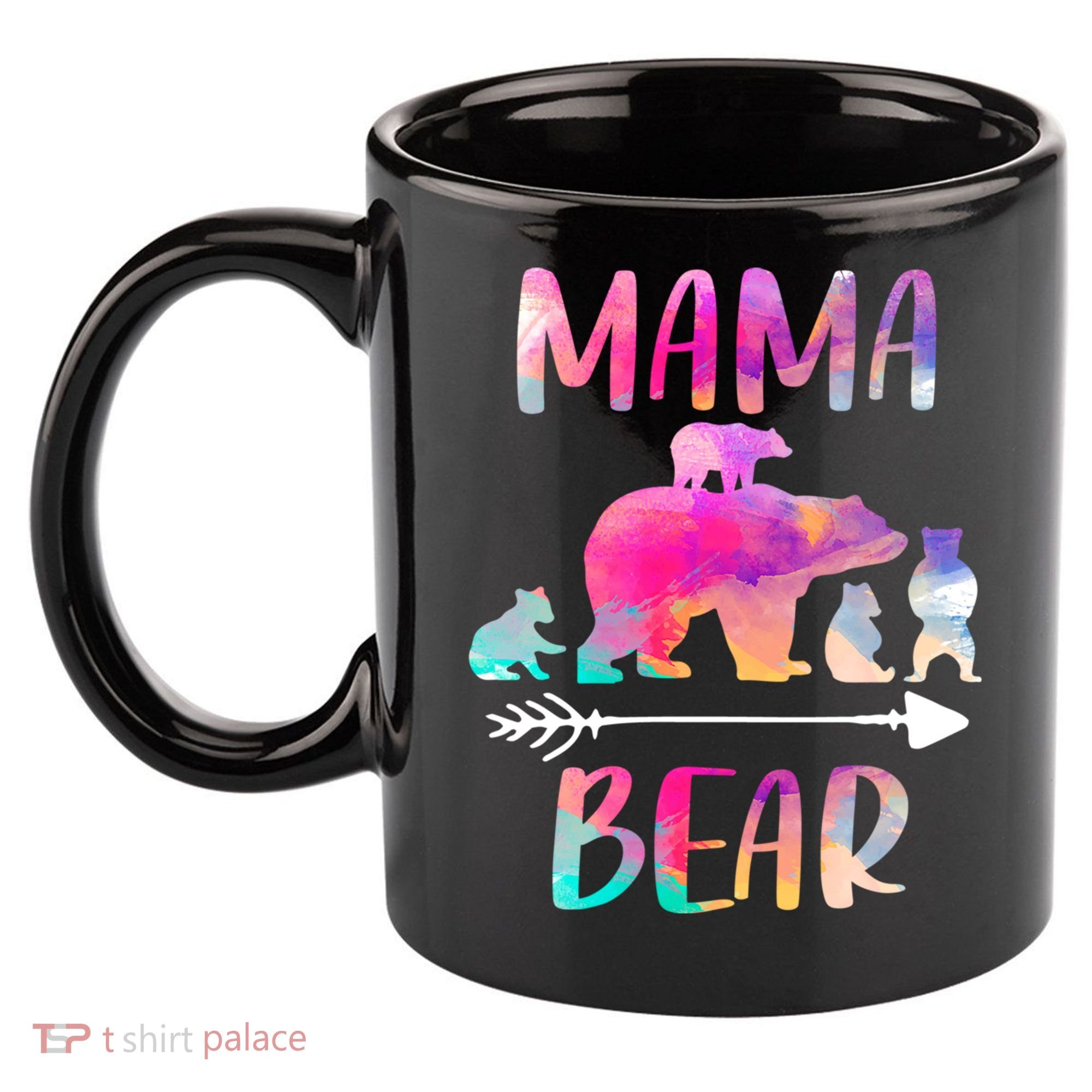 Funny Mama Bear Four Cubs Cute Gift 11oz C Handle Ceramic Mug