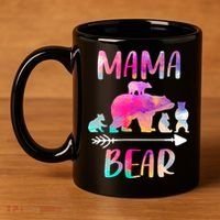 Funny Mama Bear Four Cubs Cute Gift 11oz C Handle Ceramic Mug thumb 4