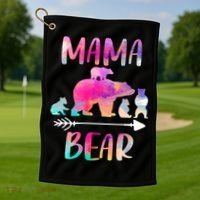 Funny Mama Bear Four Cubs Cute Gift Golf Towel thumb 1