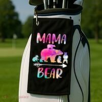 Funny Mama Bear Four Cubs Cute Gift Golf Towel thumb 2
